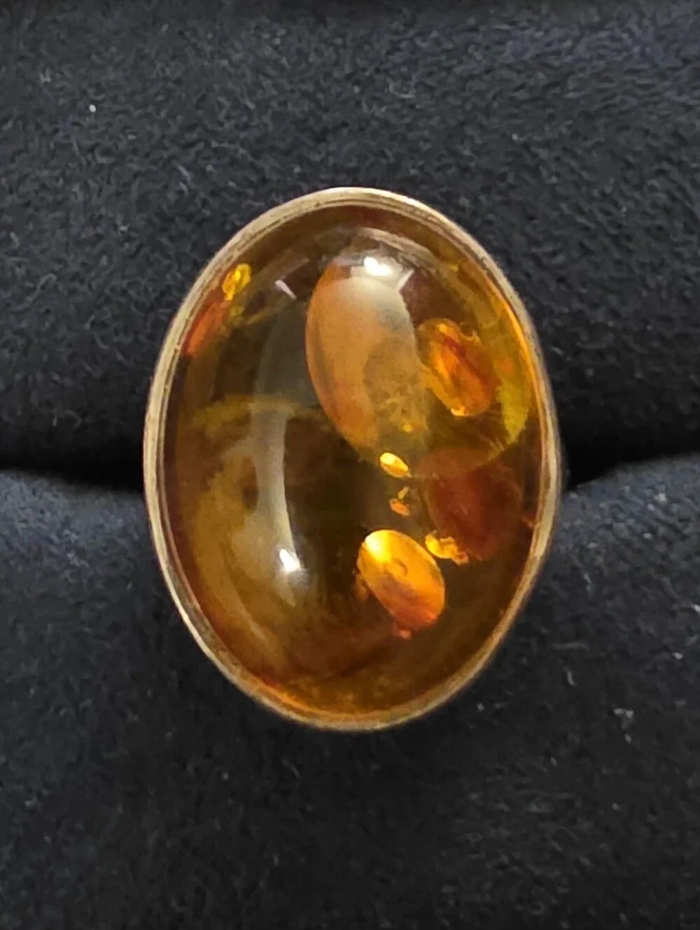 Sterling Silver Amber Ring (Vintage)